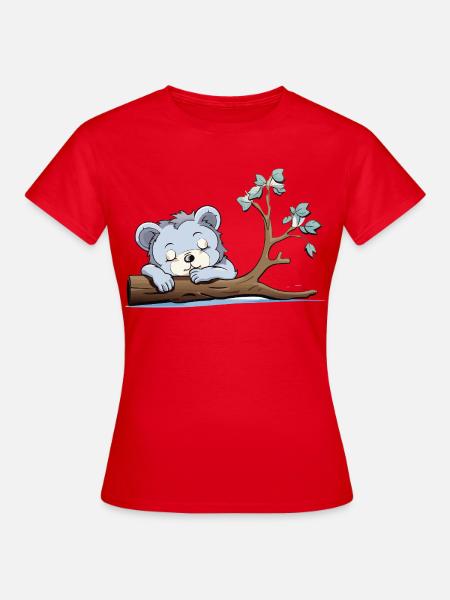 Kuschelbär am Ast - Frauen T-Shirt - Rot