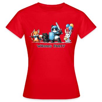 Falsche Party – Ritter, Schurke, Magier & Geburtst - Frauen T-Shirt - Rot - Vorne - AI Model Female 172 dark (172cm)