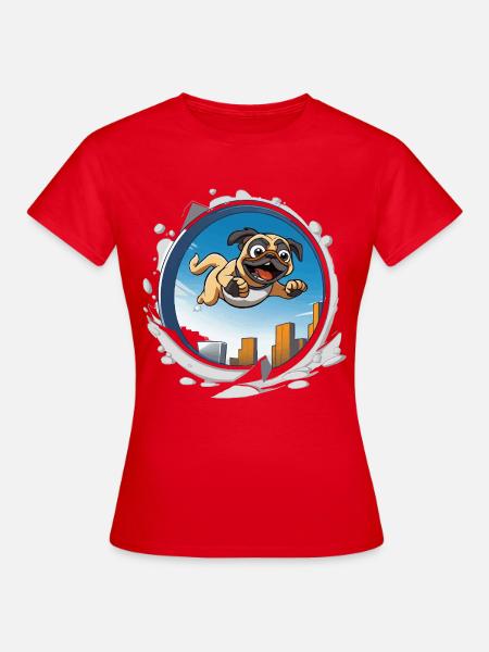 Pug Sprinter im Stadtlauf - Frauen T-Shirt - Rot