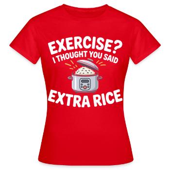 Blague sur le riz : Riz en extra - T-shirt Femme - rouge - Devant - AI Model Female 172 dark (172cm)