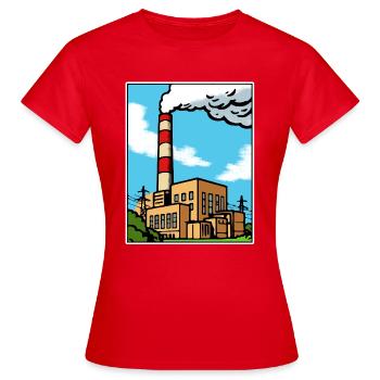 Industrielle Cartoon Skyline - Frauen T-Shirt - Rot - Vorne - AI Model Female 172 dark (172cm)