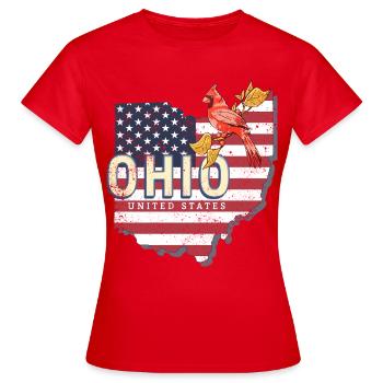Ohio United States Vintage USA Souvenir - Women's T-Shirt - red - Front - AI Model Female 172 dark (172cm)