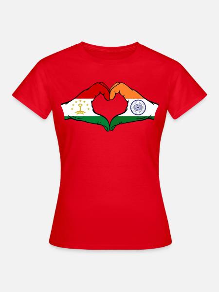 Tadschikistan_Indien_Flagge_Hände_Herzform - Frauen T-Shirt - Rot