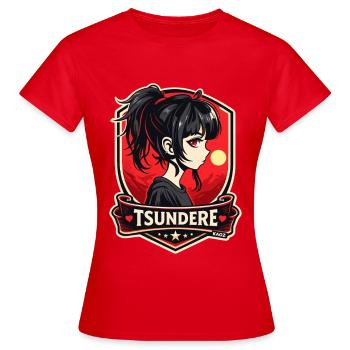 Tsundere Girl auf Schild Anime-Retro - Frauen T-Shirt - Rot - Vorne - AI Model Female 172 dark (172cm)