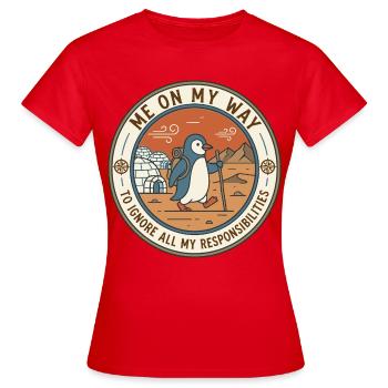 En chemin : Ignorer les devoirs - T-shirt Femme - rouge - Devant - AI Model Female 172 dark (172cm)