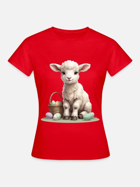 Pastell Lamm mit Ostereiern - Frauen T-Shirt - Rot
