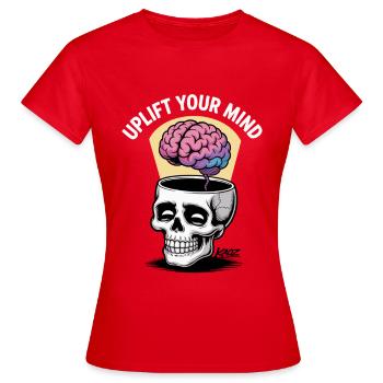 Skull and Floating Brain, uplift your mind - Women's T-Shirt - red - Front - AI Model Female 172 dark (172cm)