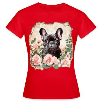 Französische Bulldogge - Frauen T-Shirt - Rot - Vorne - AI Model Female 172 dark (172cm)