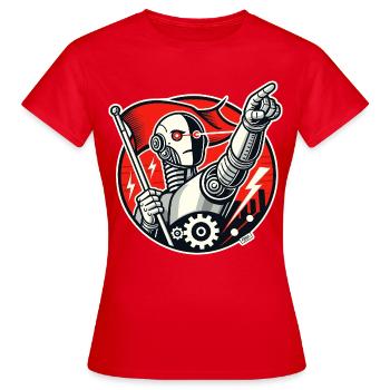 Robot avec drapeau et bras tendu - T-shirt Femme - rouge - Devant - AI Model Female 172 dark (172cm)