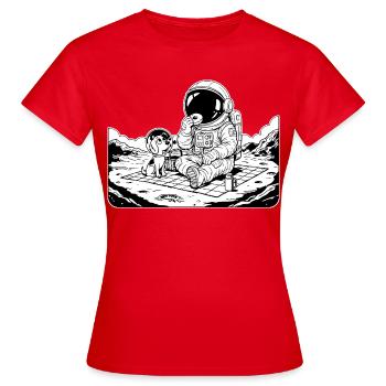 Astronauten-Picknick-Donut-Hund - Frauen T-Shirt - Rot - Vorne - AI Model Female 172 dark (172cm)