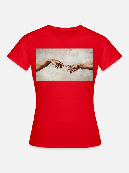 Michelangelos sechsfingeriger "Creation of Adam" Slop - Frauen T-Shirt - Rot