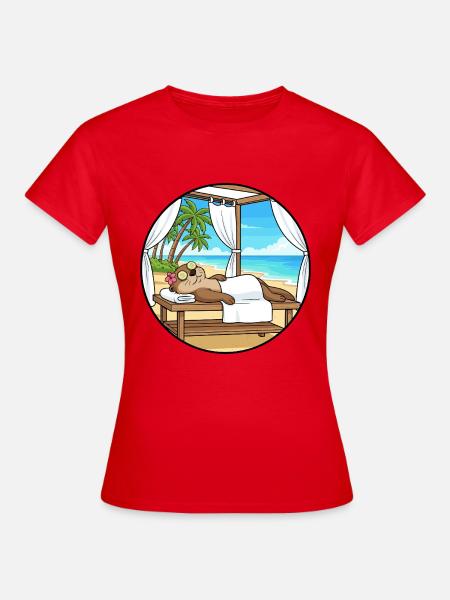 Strand-Spa Otter-Tier-Entspannungskunst - Frauen T-Shirt - Rot