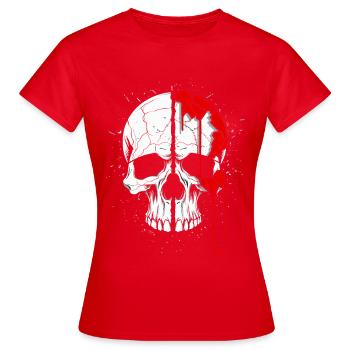 Geteilter Totenkopf mit roter Farbe - Frauen T-Shirt - Rot - Vorne - AI Model Female 172 dark (172cm)