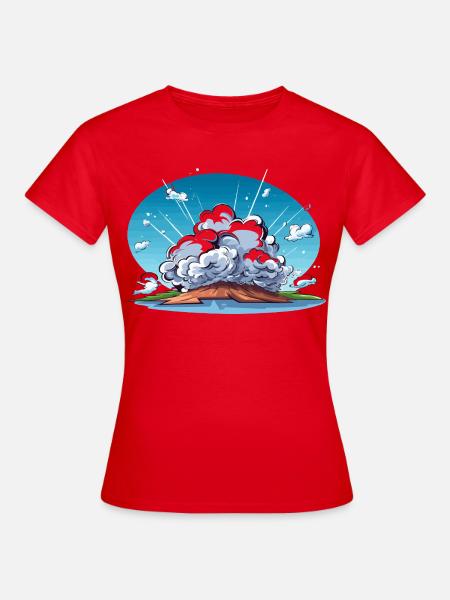 Comic Explosion im Landschaftspanorama - Frauen T-Shirt - Rot