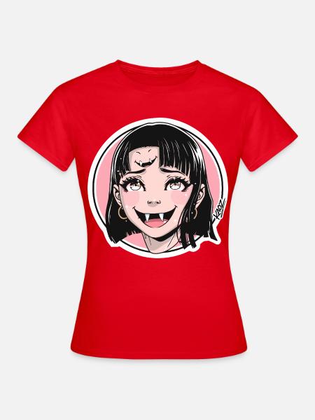 Vampirmädchen Pop Art Sticker - Frauen T-Shirt - Rot