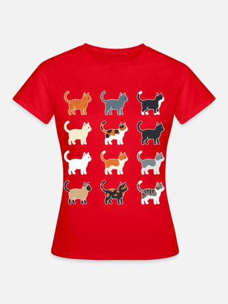 Katzen Illustration Raster - Frauen T-Shirt - Rot