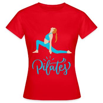 Pilates in Motion Blue Silhouette - Women's T-Shirt - red - Front - AI Model Female 172 dark (172cm)