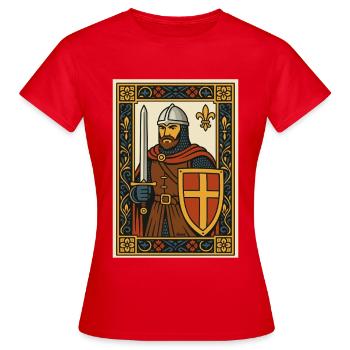 Mittelalterliches Ritterplättchen-Emblem - Frauen T-Shirt - Rot - Vorne - AI Model Female 172 dark (172cm)