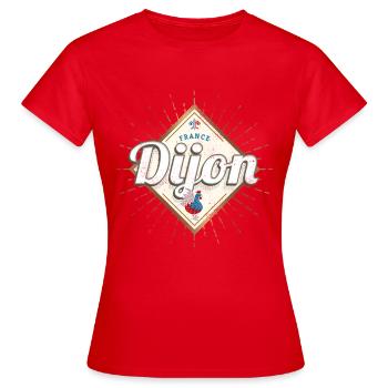 Dijon Stadt Burgund Frankreich Retro Hahn Souvenir - Frauen T-Shirt - Rot - Vorne - AI Model Female 172 dark (172cm)