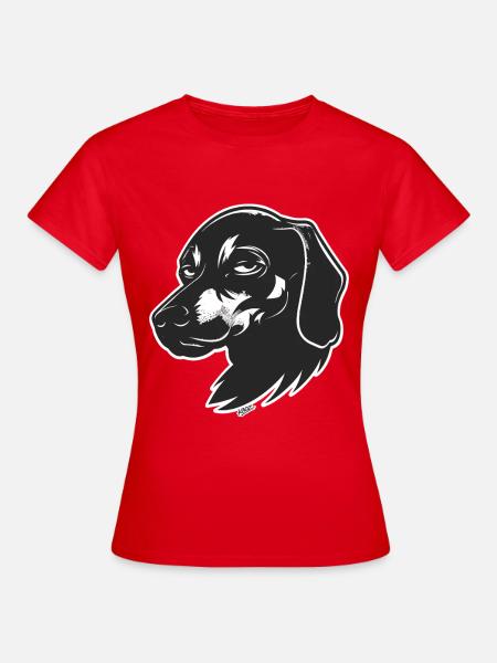 Dackel Silhouette Aufkleber - Frauen T-Shirt - Rot