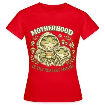 Lustige Mama Frosch Tee Mutterschaft ist der echtste Hood - Frauen T-Shirt - Rot - Vorne - AI Model Female 172 dark (172cm)