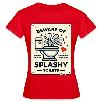 Attention au panneau des toilettes éclaboussantes - T-shirt Femme - rouge - Devant - AI Model Female 172 dark (172cm)
