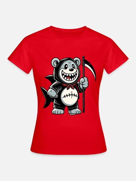 Grinsender Bär mit Sense - Frauen T-Shirt - Rot