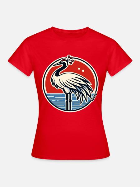 Kranich am Sunset Circle - Frauen T-Shirt - Rot