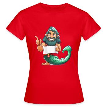 Héros de la mer avec barbe et nageoire - T-shirt Femme - rouge - Devant - AI Model Female 172 dark (172cm)