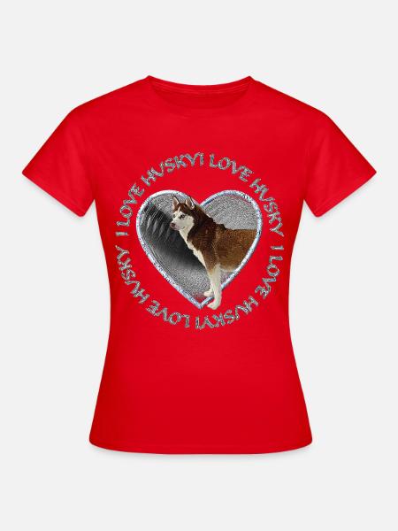Husky im Herzen Liebe - Frauen T-Shirt - Rot