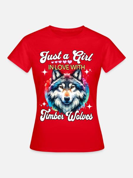 Grauwolf Mädchen Timber Wolf - Frauen T-Shirt - Rot