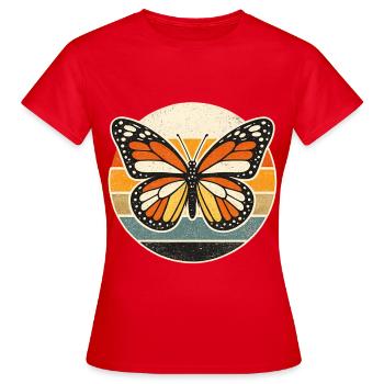 Coucher de soleil rétro papillon - T-shirt Femme - rouge - Devant - AI Model Female 172 dark (172cm)