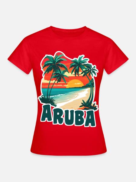Aruba Sandstrand und Palmen - Frauen T-Shirt - Rot