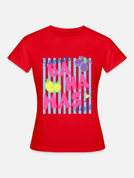 Sommer Bahamas Vibes Tropical Tee - Frauen T-Shirt - Rot