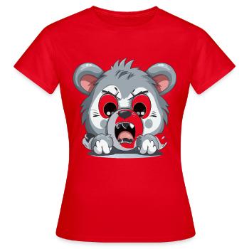 Wütender Welpen Cartoon – Animierte Aggression - Frauen T-Shirt - Rot - Vorne - AI Model Female 172 dark (172cm)