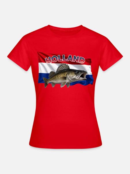 Zander Angeln Holland - Fisch Motiv - Frauen T-Shirt - Rot