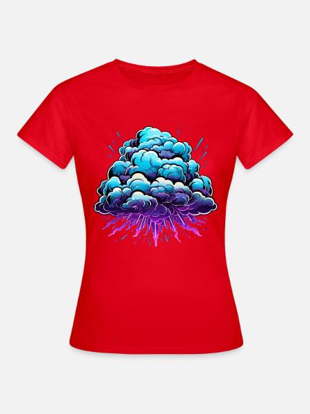 Blauer Wolkenknall Neon Burst - Frauen T-Shirt - Rot