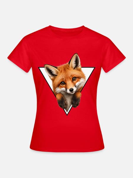 Fuchs im Dreieck-Illustration - Frauen T-Shirt - Rot