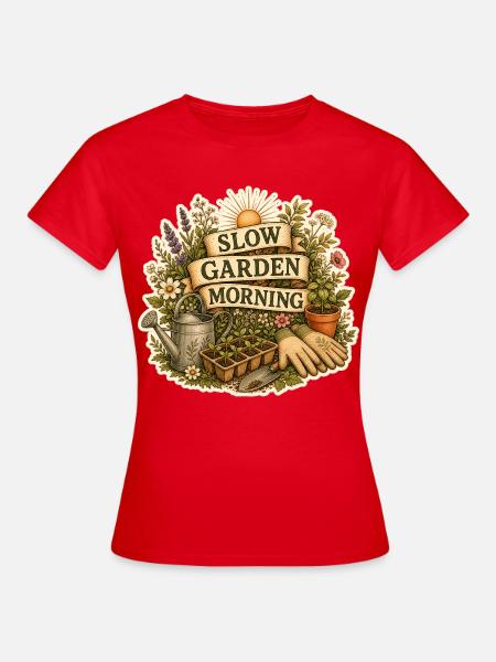 SLOW GARDEN MORNING - Frauen T-Shirt - Rot