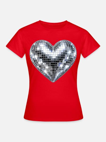 Herz Disco Glitzer - Frauen T-Shirt - Rot