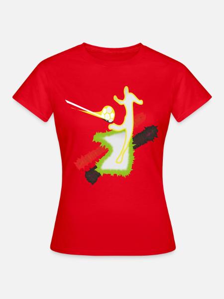 Kickschuss Fußballer Stürmer - Frauen T-Shirt - Rot