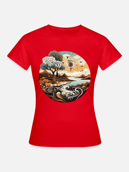 Kreislandschaft Spirale Küstenfarben - Frauen T-Shirt - Rot