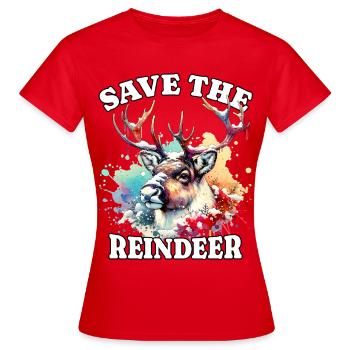 Rentier Save Reindeer - Frauen T-Shirt - Rot - Vorne - AI Model Female 172 dark (172cm)