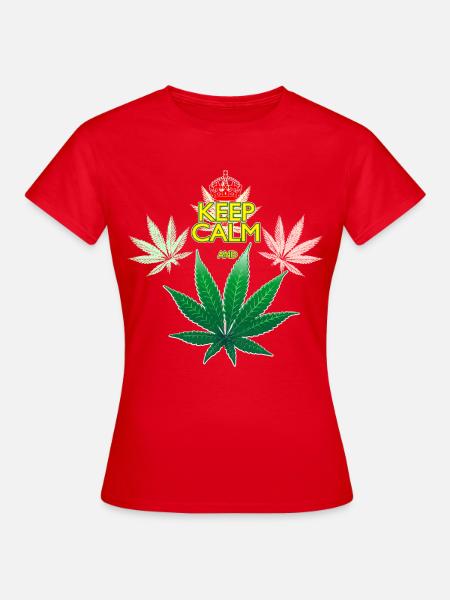 Keep Calm und Cannabis Leaf - Frauen T-Shirt - Rot