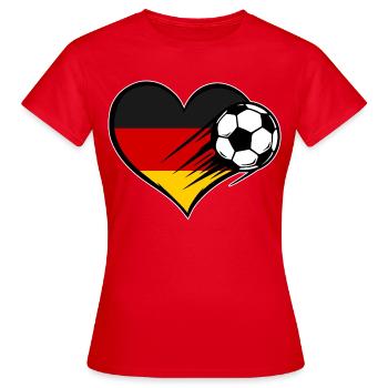 Deutschland Flagge Fußball mit Herz - Frauen T-Shirt - Rot - Vorne - AI Model Female 172 dark (172cm)