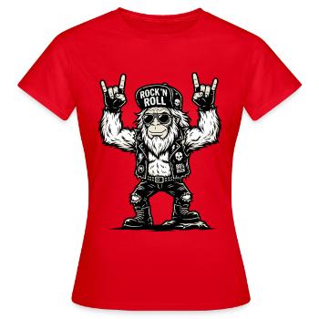 Rock, Rocker, Rock Musik, Heavy Metal, Rock Hand - Frauen T-Shirt - Rot - Vorne - AI Model Female 172 dark (172cm)