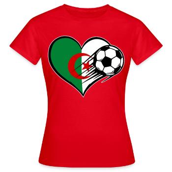 Algerien Flagge Fußball mit Herz - Frauen T-Shirt - Rot - Vorne - AI Model Female 172 dark (172cm)