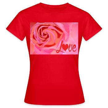 Rosenliebe Farbexplosion Love - Frauen T-Shirt - Rot - Vorne - AI Model Female 172 dark (172cm)