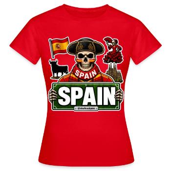 SkullCostume Weltausgabe: Spanien - Frauen T-Shirt - Rot - Vorne - AI Model Female 172 dark (172cm)
