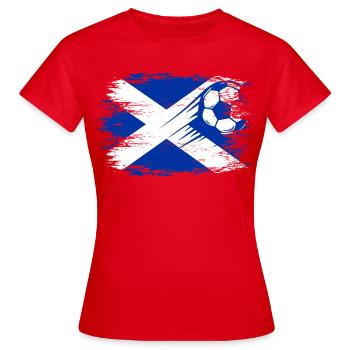 Schottland Flagge Fußball used blau - Frauen T-Shirt - Rot - Vorne - AI Model Female 172 dark (172cm)